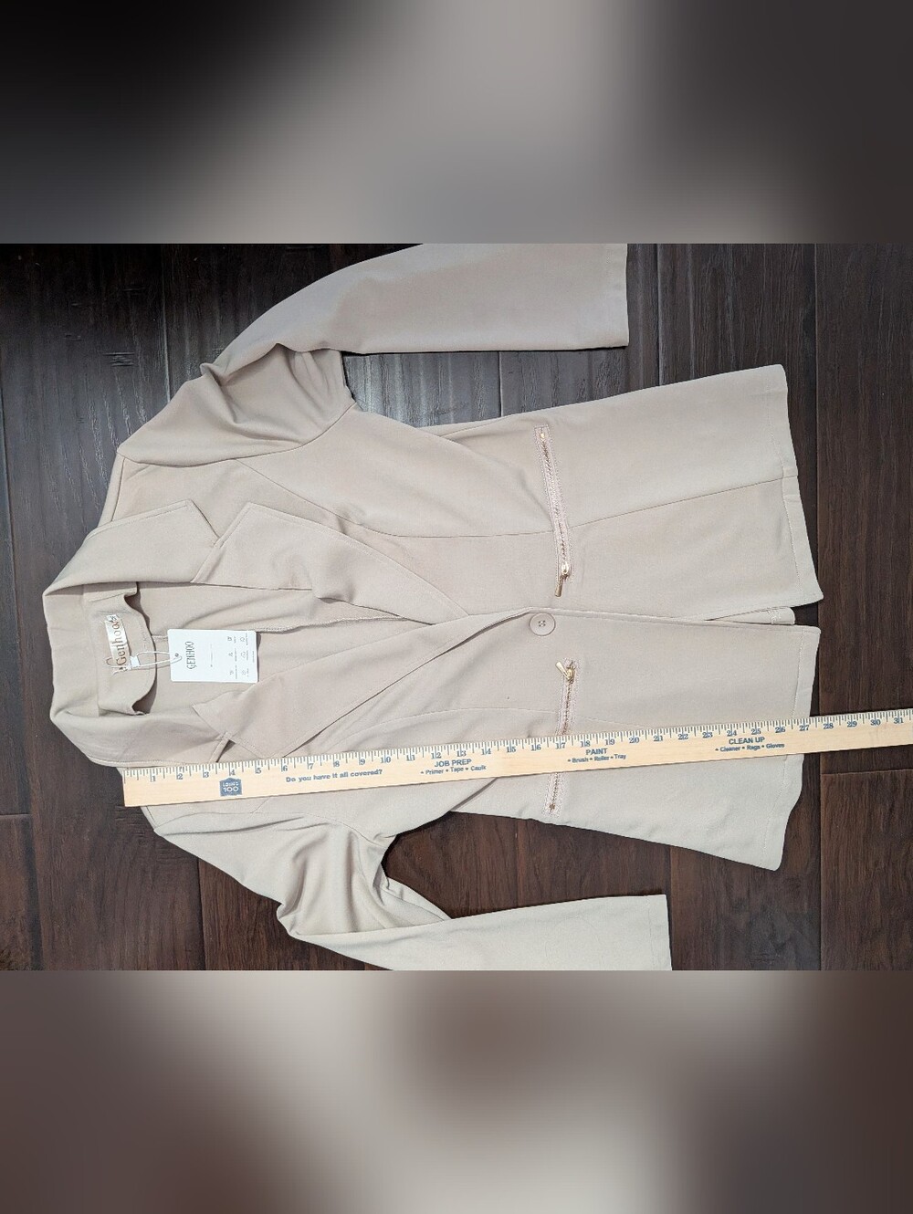 Women's Beige Single-Button Blazer Jacket - Picture 13 of 15
